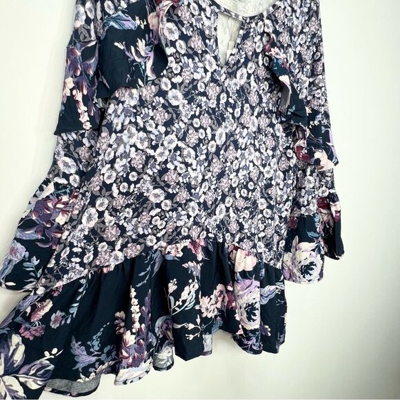 NWT Cupio Tiered Floral Mix Print Top 3/4 Sleeve Large - Picture 5 of 11